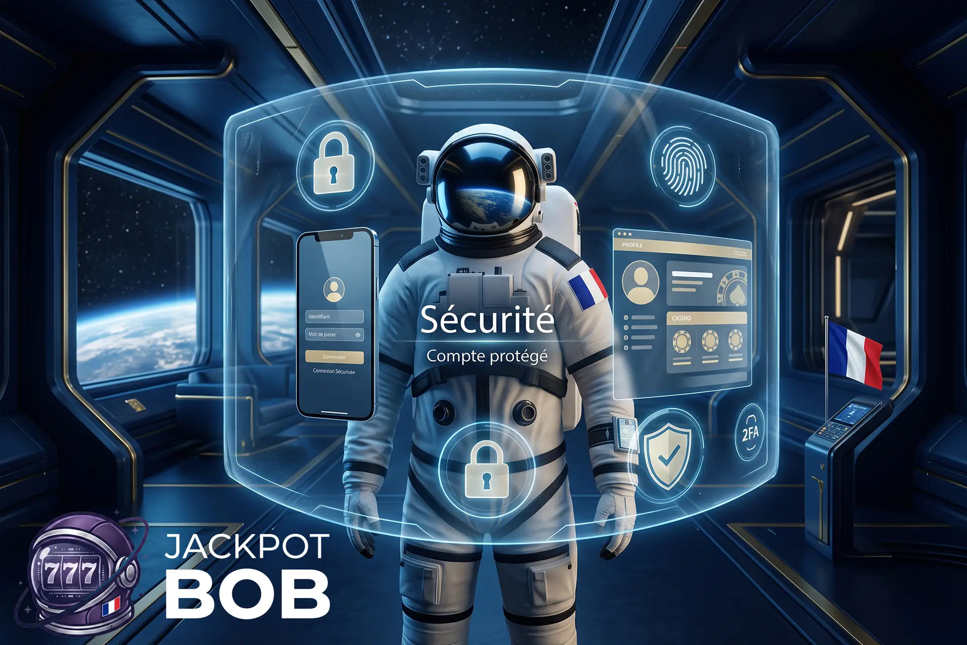 Système de sécurité avancé protégeant le compte du joueur sur Jackpot Bob avec cryptage, authentification à deux facteurs et protection des données personnelles